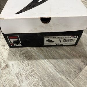 Black and white Fila wedges